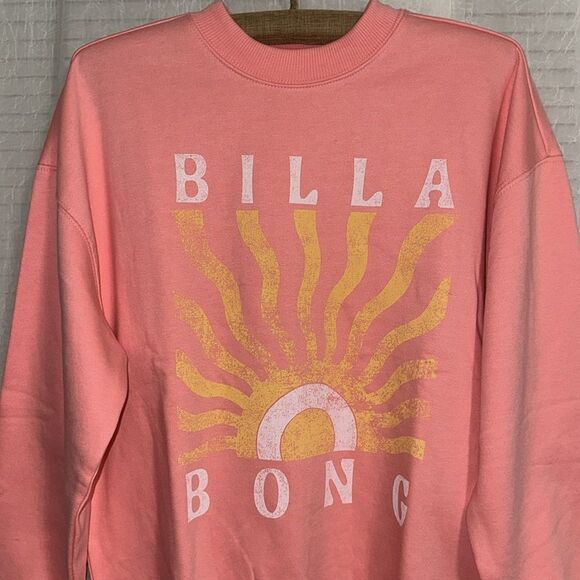 BILLABONG XS-S Pink Gold Boyfriends Back Crew Cotton Fleece Interior Sweatshirt - Picture 3 of 12